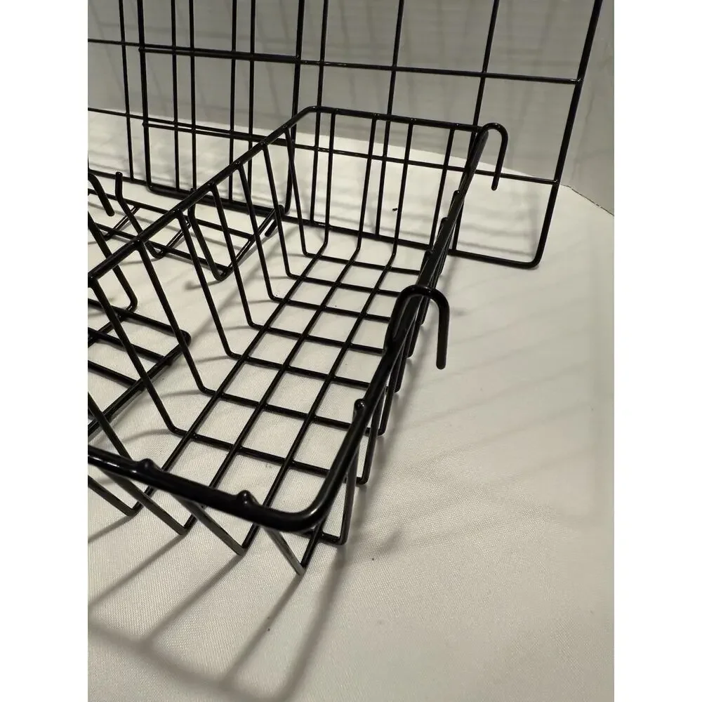 Black Wire Wall Grid Panel Multifunction Photo Hanging Display - New 2 Pc.
